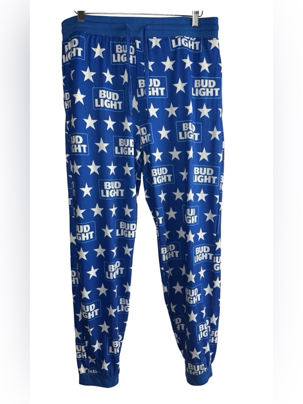 Officially Licensed Bud Light Men's Jogger Lounge Pants Blue Stars Pattern XL